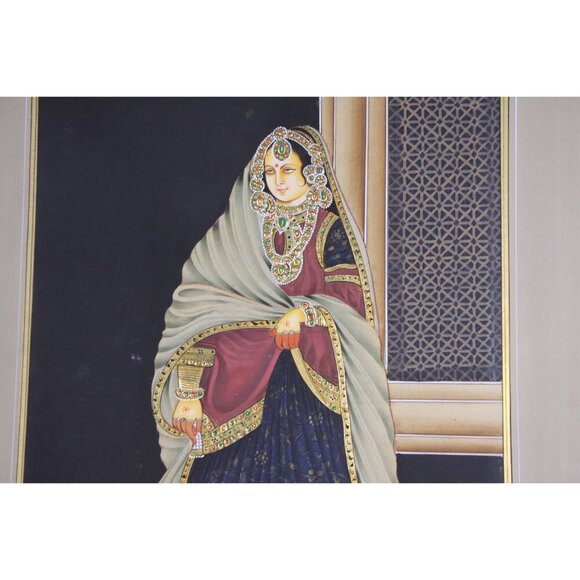 Vintage PAIR Rajasthani Miniature Art Painting on Paper, Punjabi wall art to - Picture 5 of 10